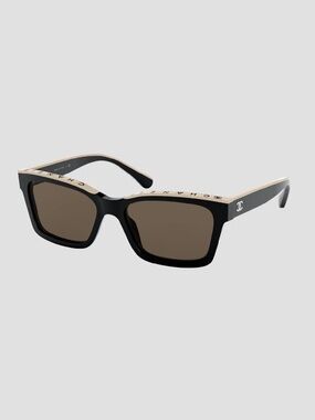 CHANEL Square Sunglasses CH5417 (black and beige)
